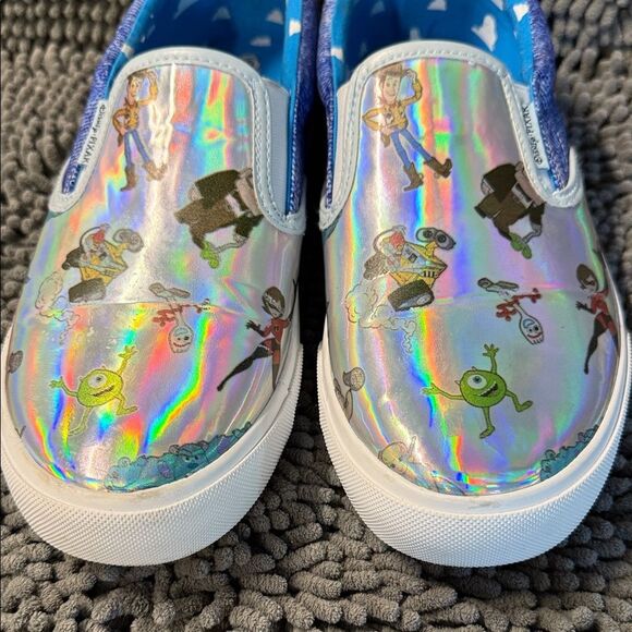 Holographic Character Slip-On Sneakers - Blue and Silver - Picture 4 of 13